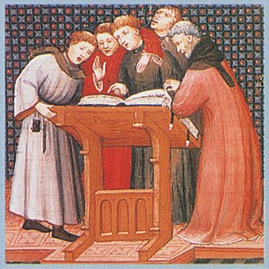 Immagine cantori medievali con gregoriano.jpg