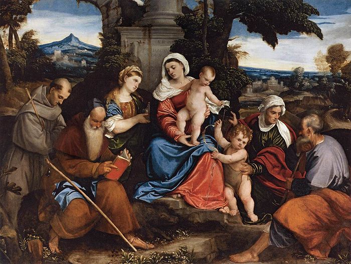 Bonifazio Veronese Sagrada Familia con santos 1525 Louvre.jpg