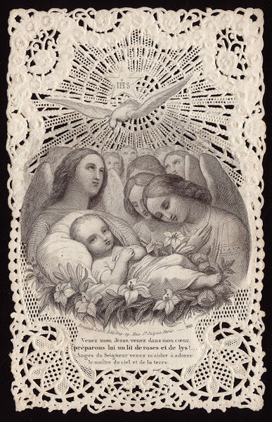 Archivo:Come my Jesus, come into my heart. Let us prepare for him a bed of roses and lilies! ... Angels of the Lord, come help me to worship the Lord of heaven and earth. Bouasse Lebel 916.jpg